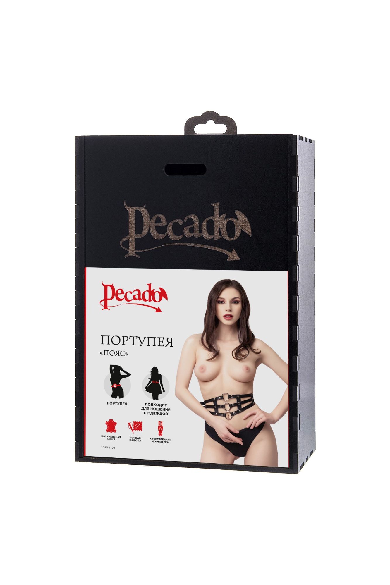 пояс pecado bdsm, с кольцами, натуральная кожа, черный в Москве