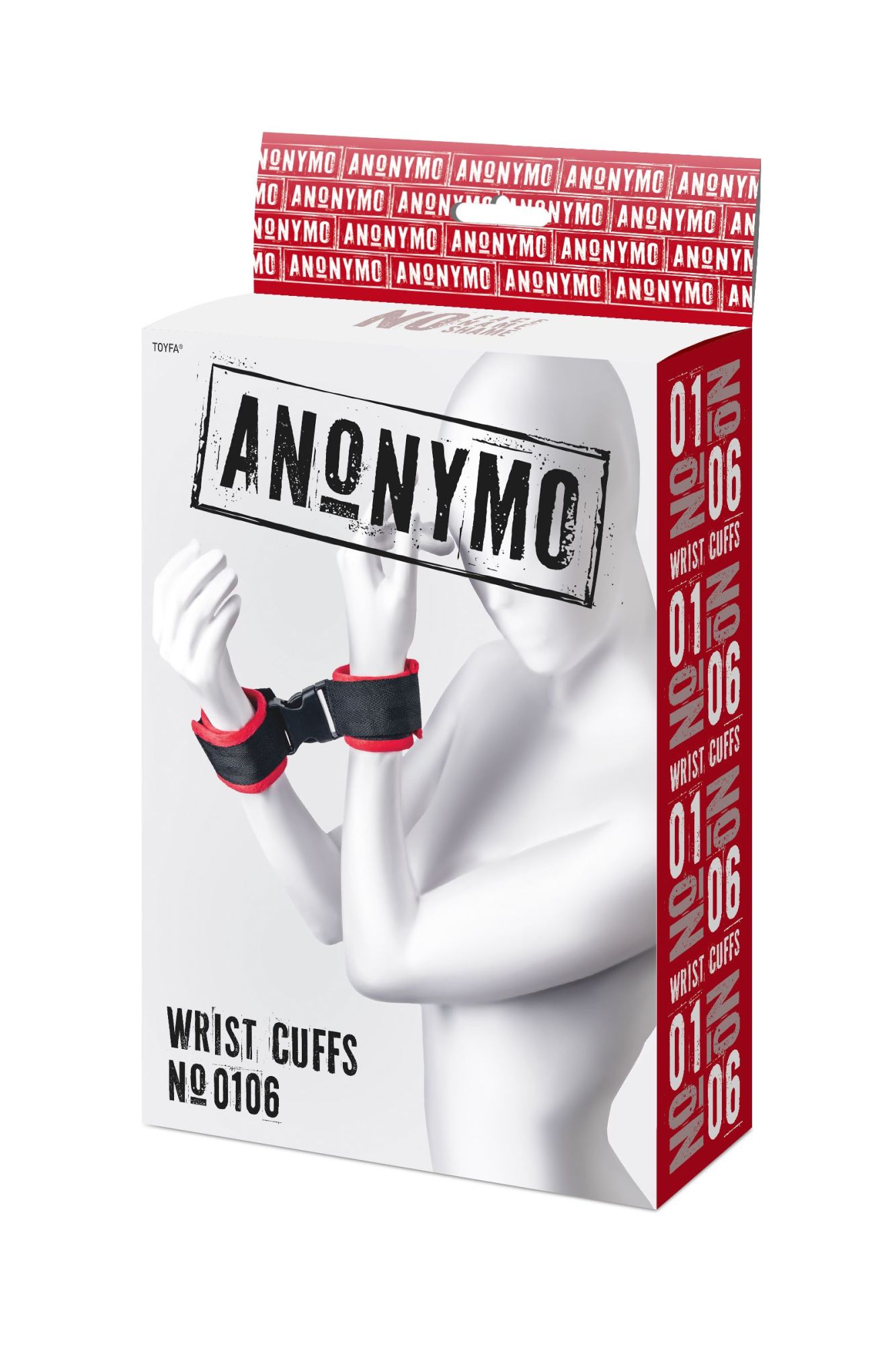 наручники anonymo #0106, велюр, красные, 24 см в Москве