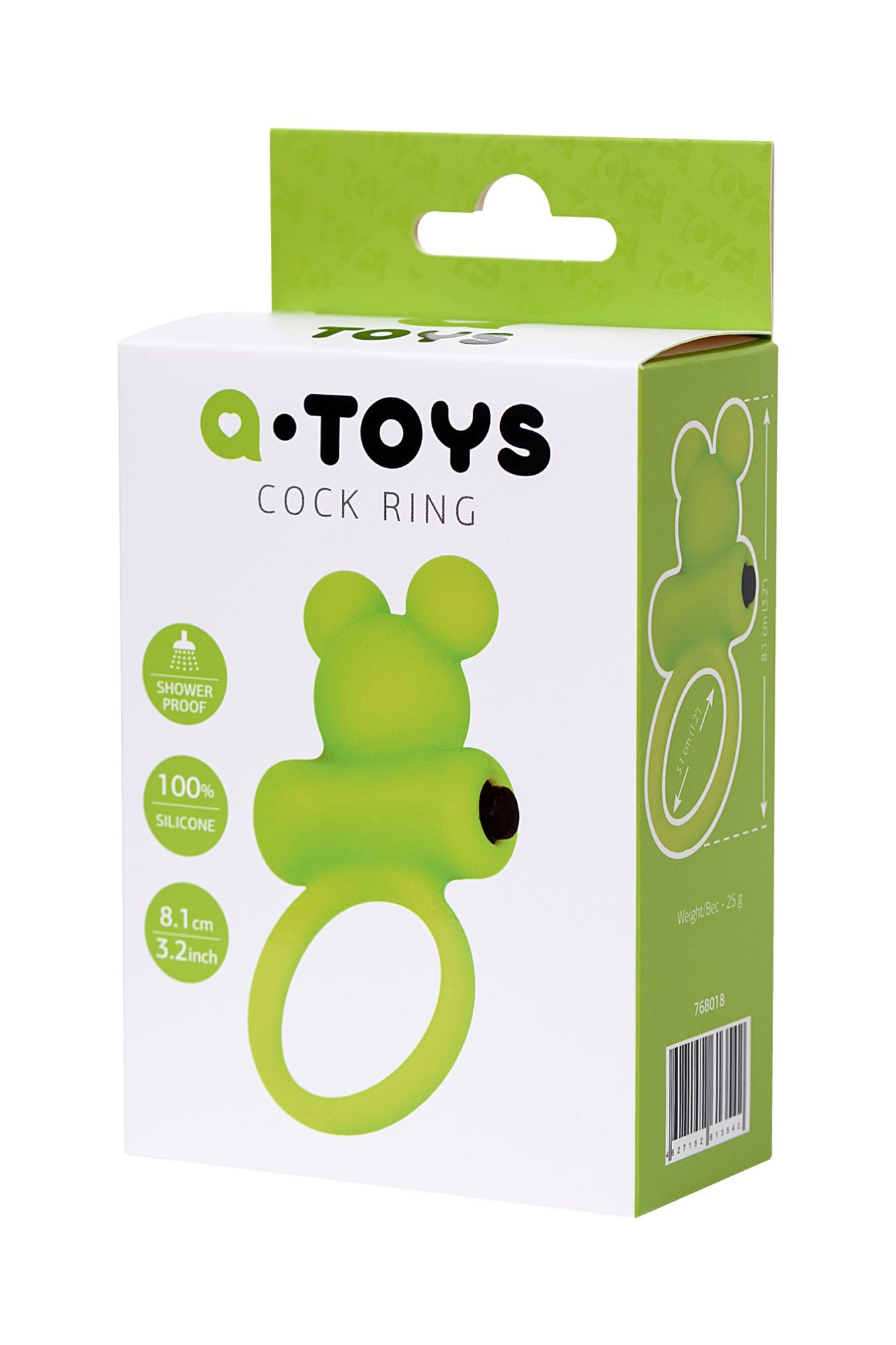 виброкольцо на пенис a-toys by toyfa chio, силикон, зеленое, 8,1 см, ø 3,1 см в Москве