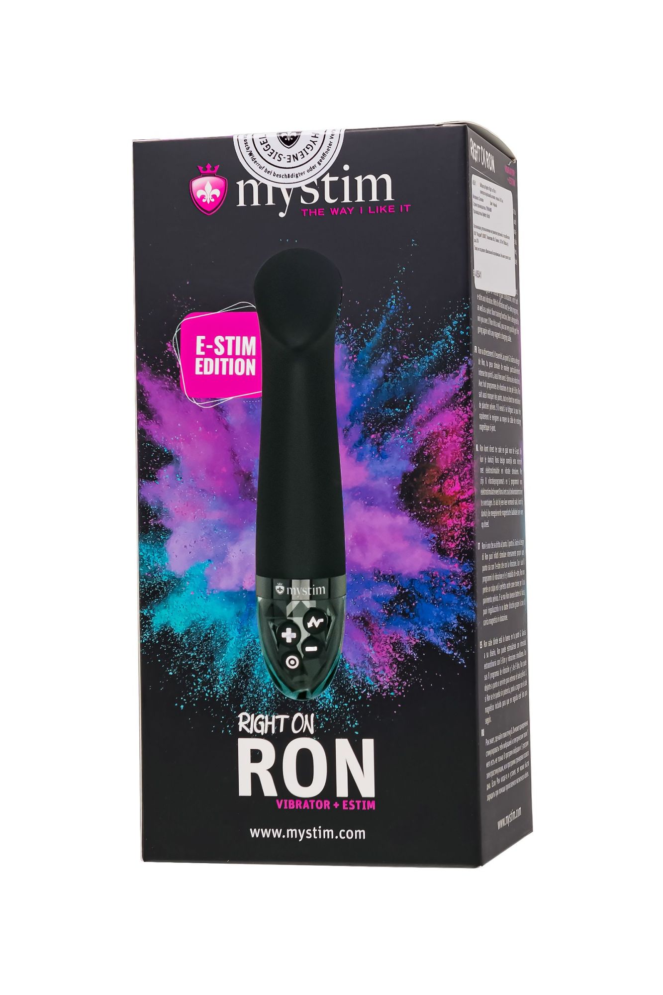 вибратор mystim right on ron с электростимуляцией,силикон, черный, 16,5 см в Москве