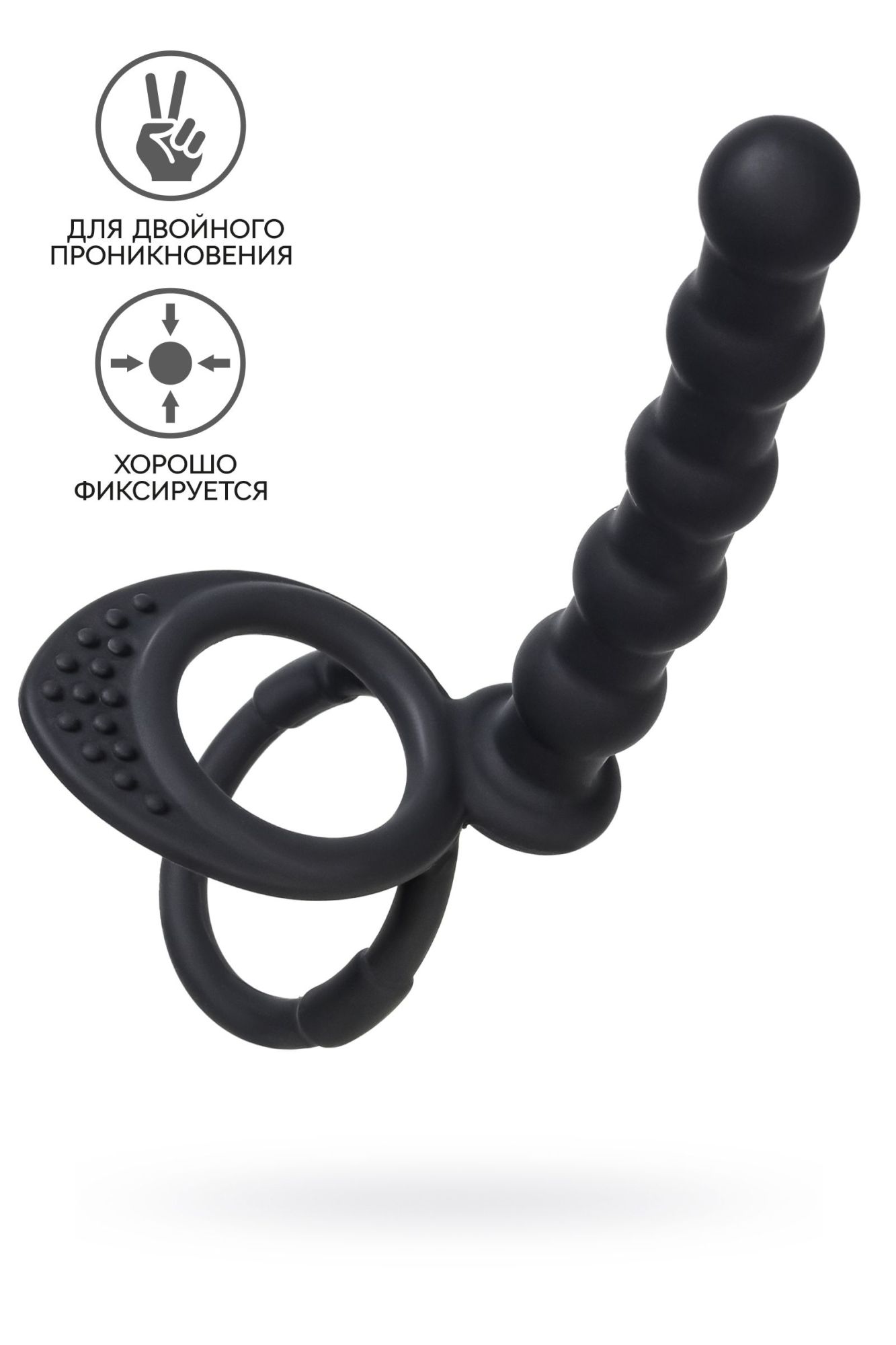 насадка на пенис для двойного проникновения black&red by toyfa, силикон, черная, 19,5 см в Москве