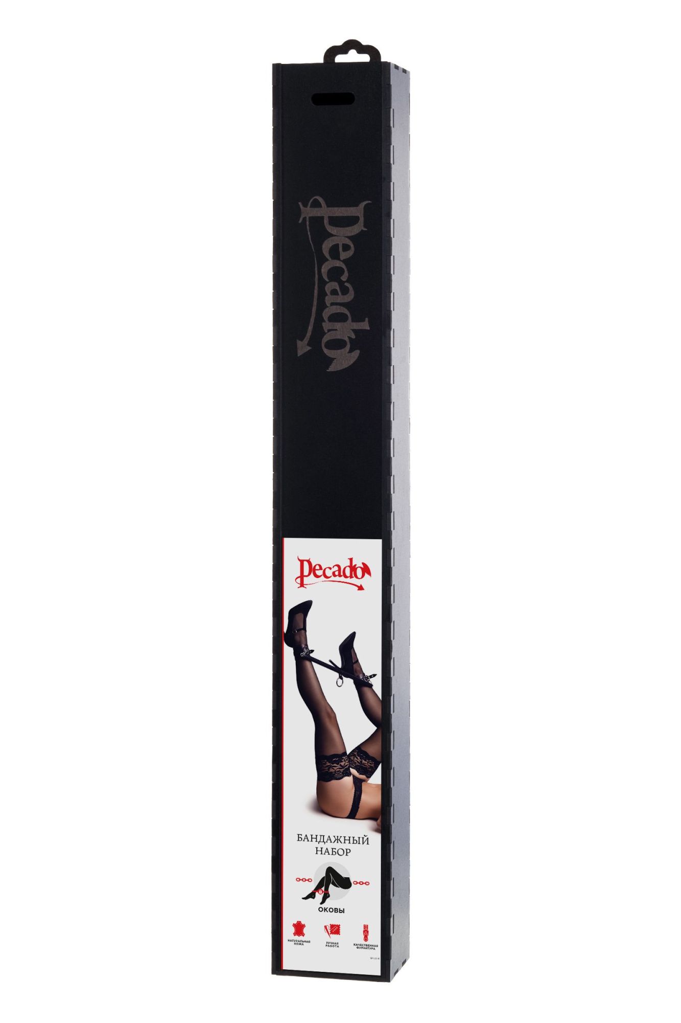 бондажный набор pecado bdsm, 3 точки фиксации, распорка, оковы, натуральная кожа, черный в Москве