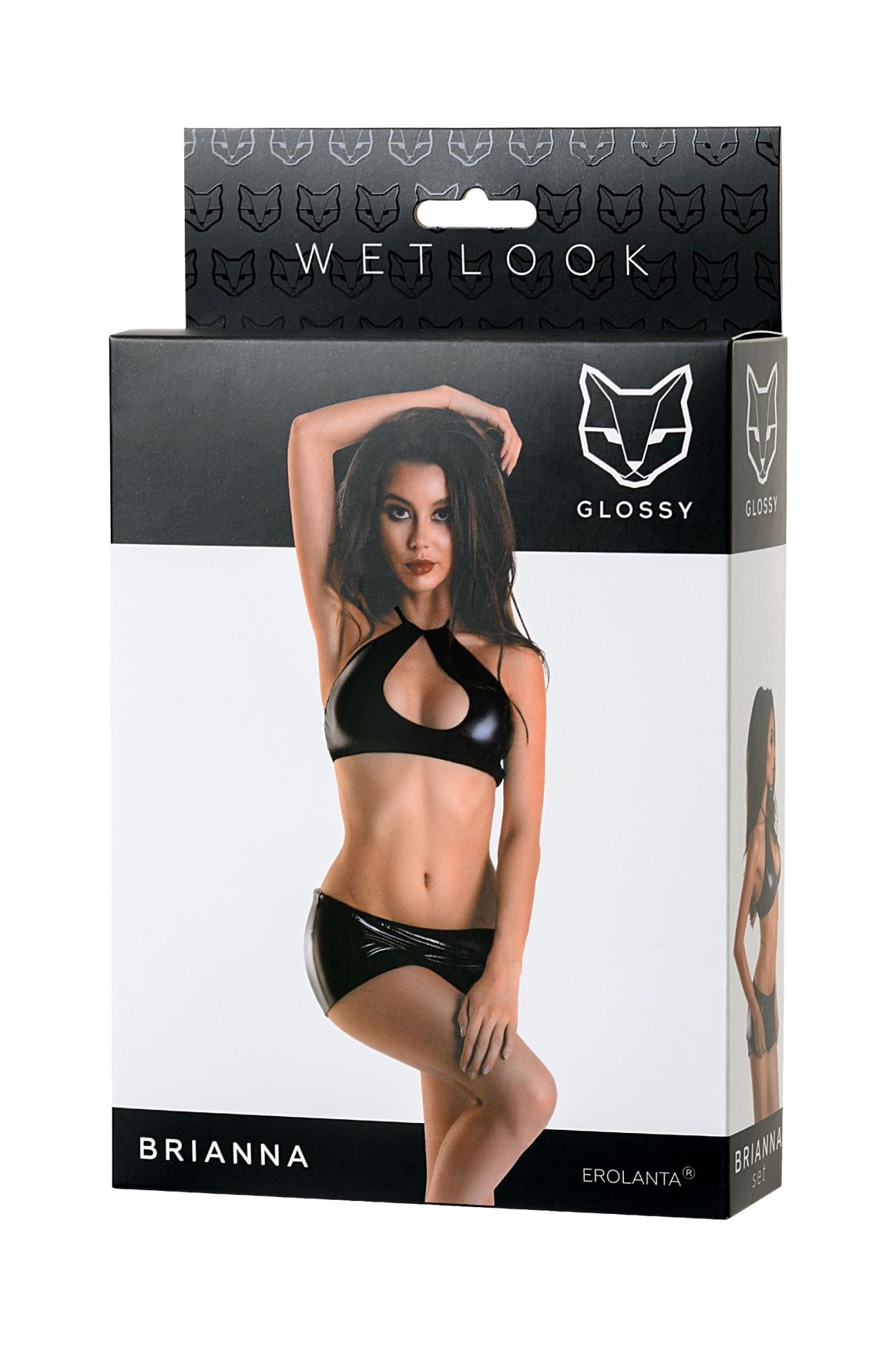 Эротическое комплект glossy brianna из материала wetlook, черный, s в Москве