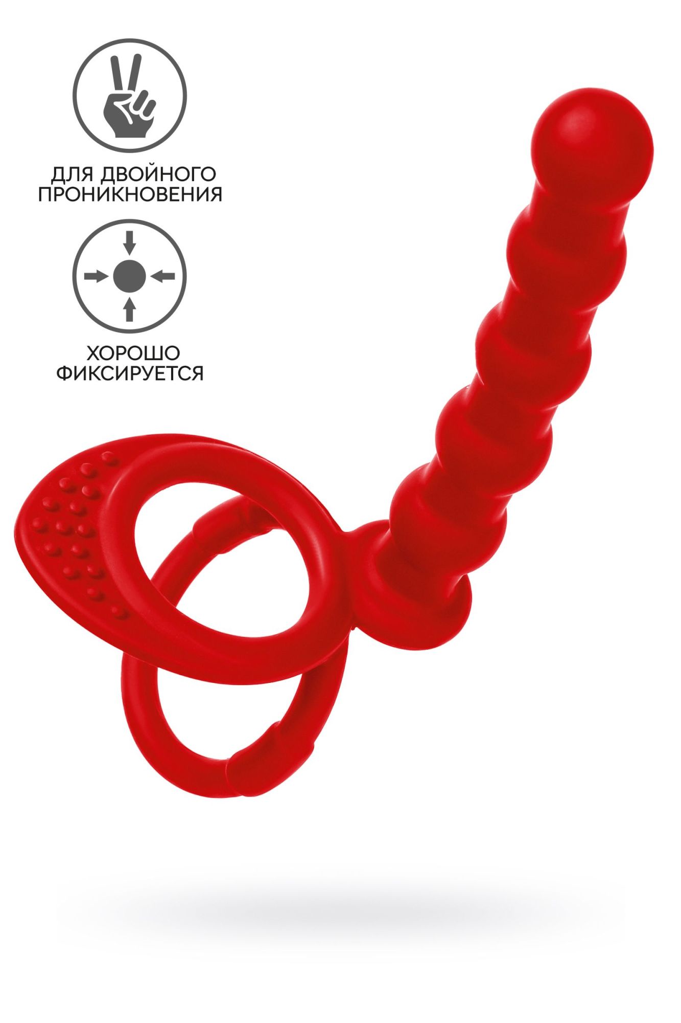 насадка на пенис для двойного проникновения black&red by toyfa, силикон, красная, 19,5 см в Москве