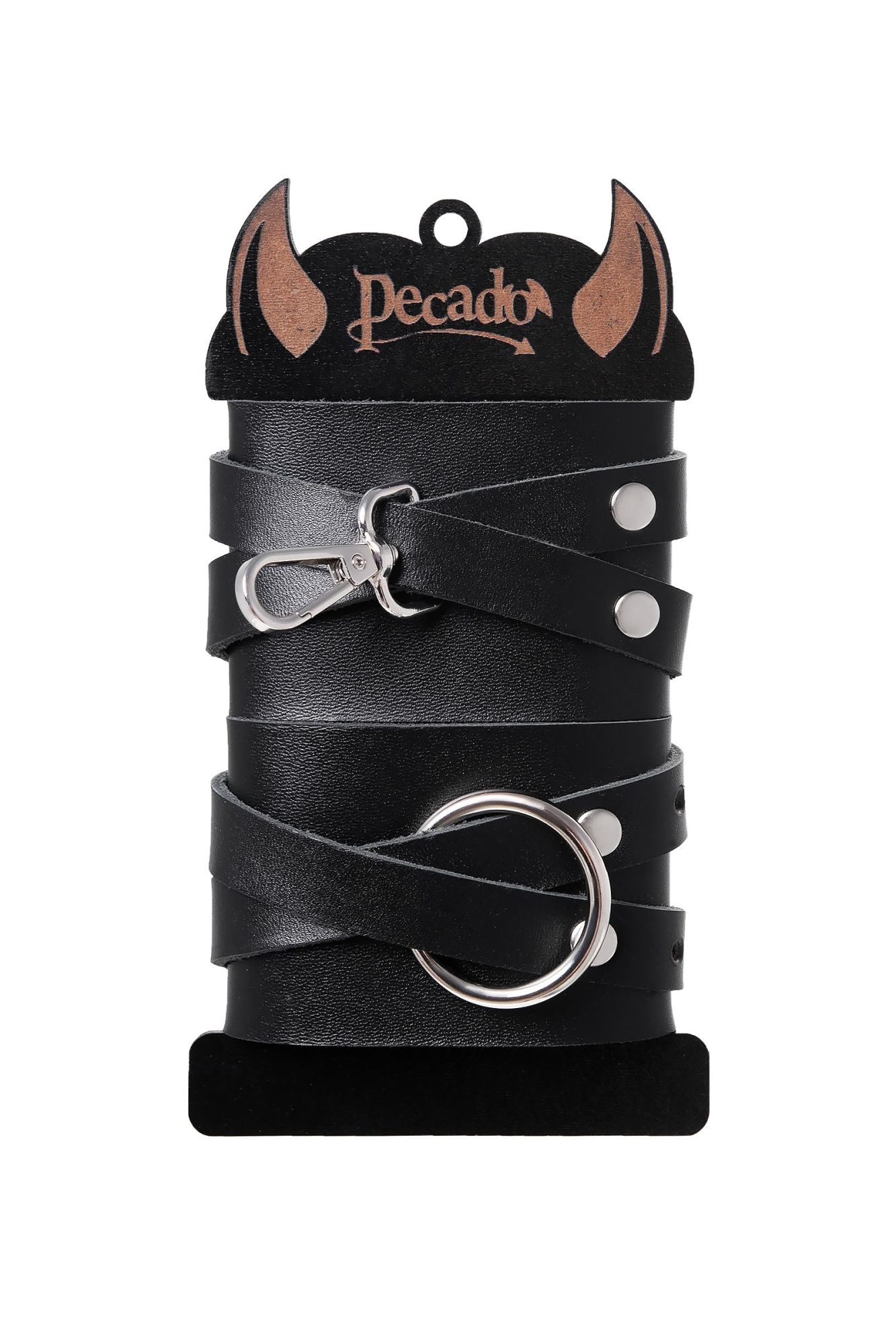 наручники pecado bdsm, с двумя перекрёстными ремешками, оригинальная сцепка, натуральная кожа в Москве