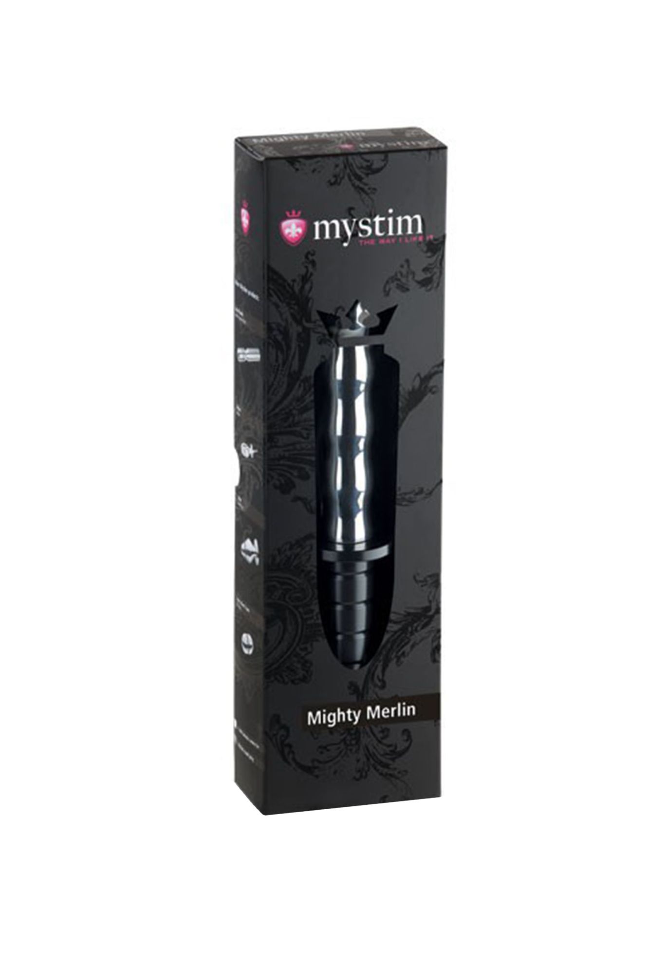электростимулятор фаллоимитатор mystim mighty merlin, хирургическая сталь, серебряный, 28 см в Москве