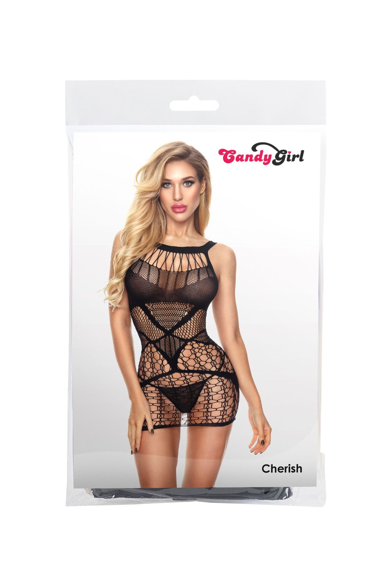 Эротическое платье-сетка и стринги candy girl cherish черные, os в Москве