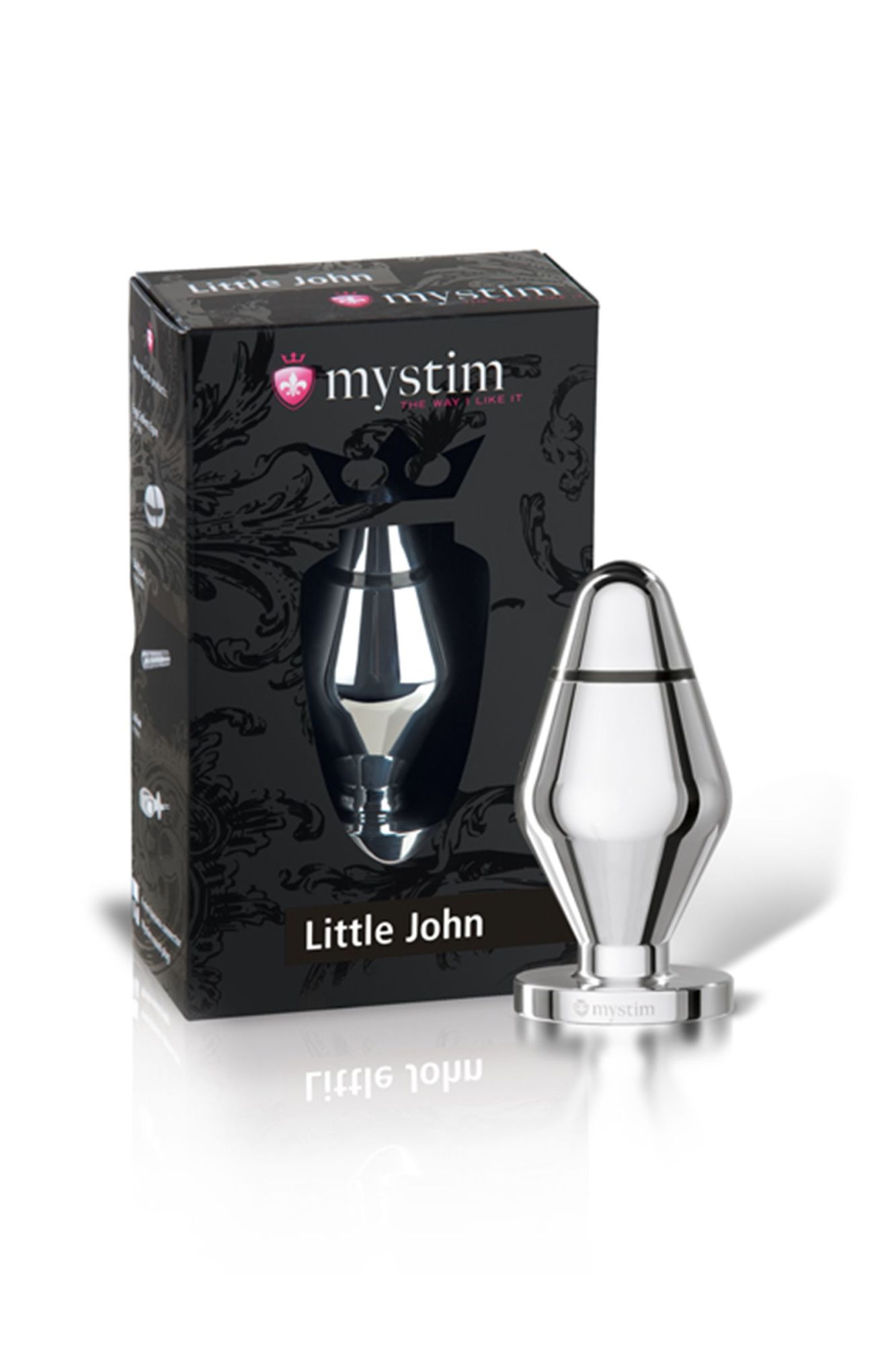 анальная пробка mystim little john s, электростимуляция, хирургическая сталь, серебряная, 9 см, ø 3, в Москве
