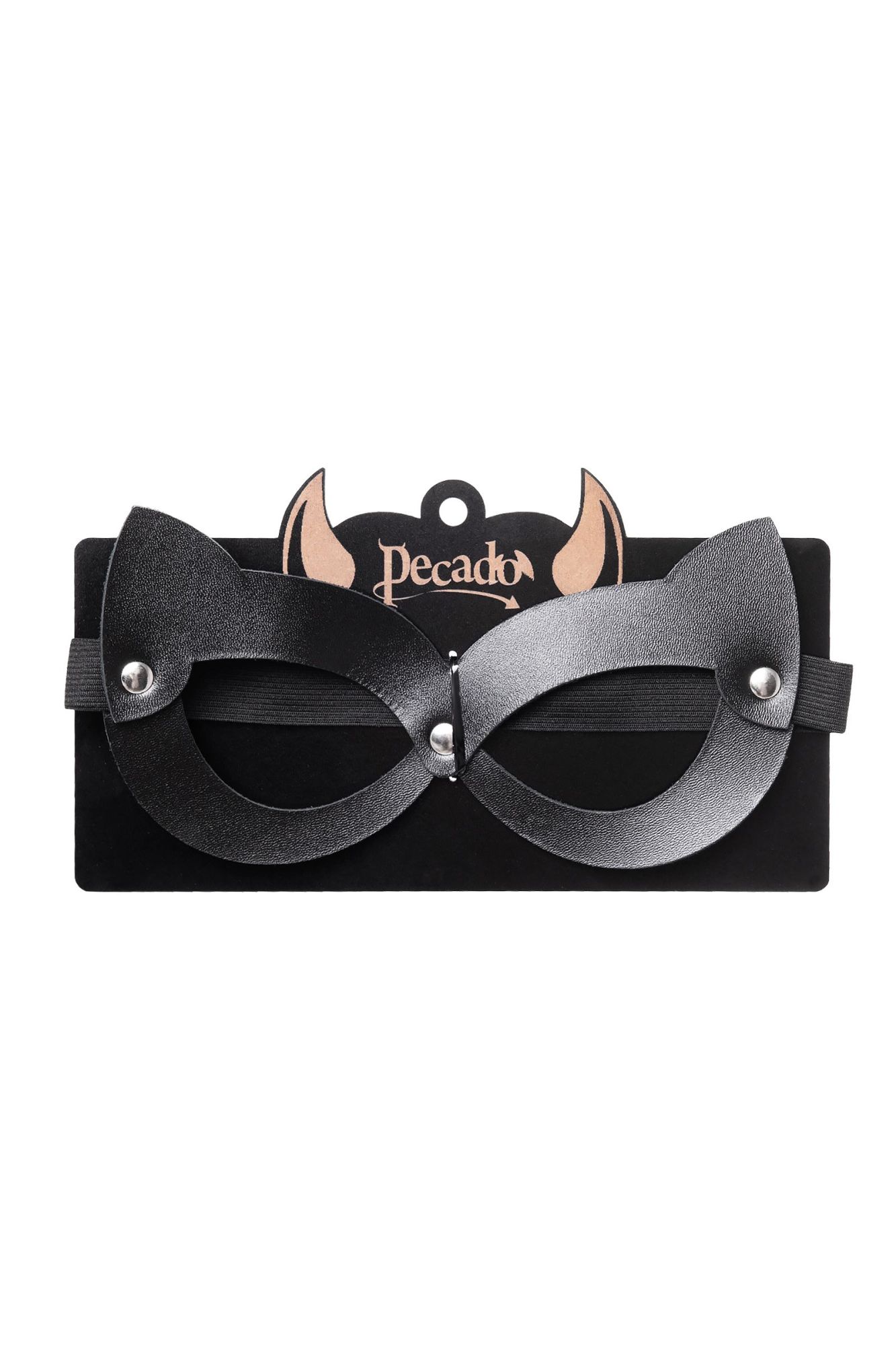 маска pecado bdsm, с ушками кошки открытая, натуральная кожа, чёрная в Москве