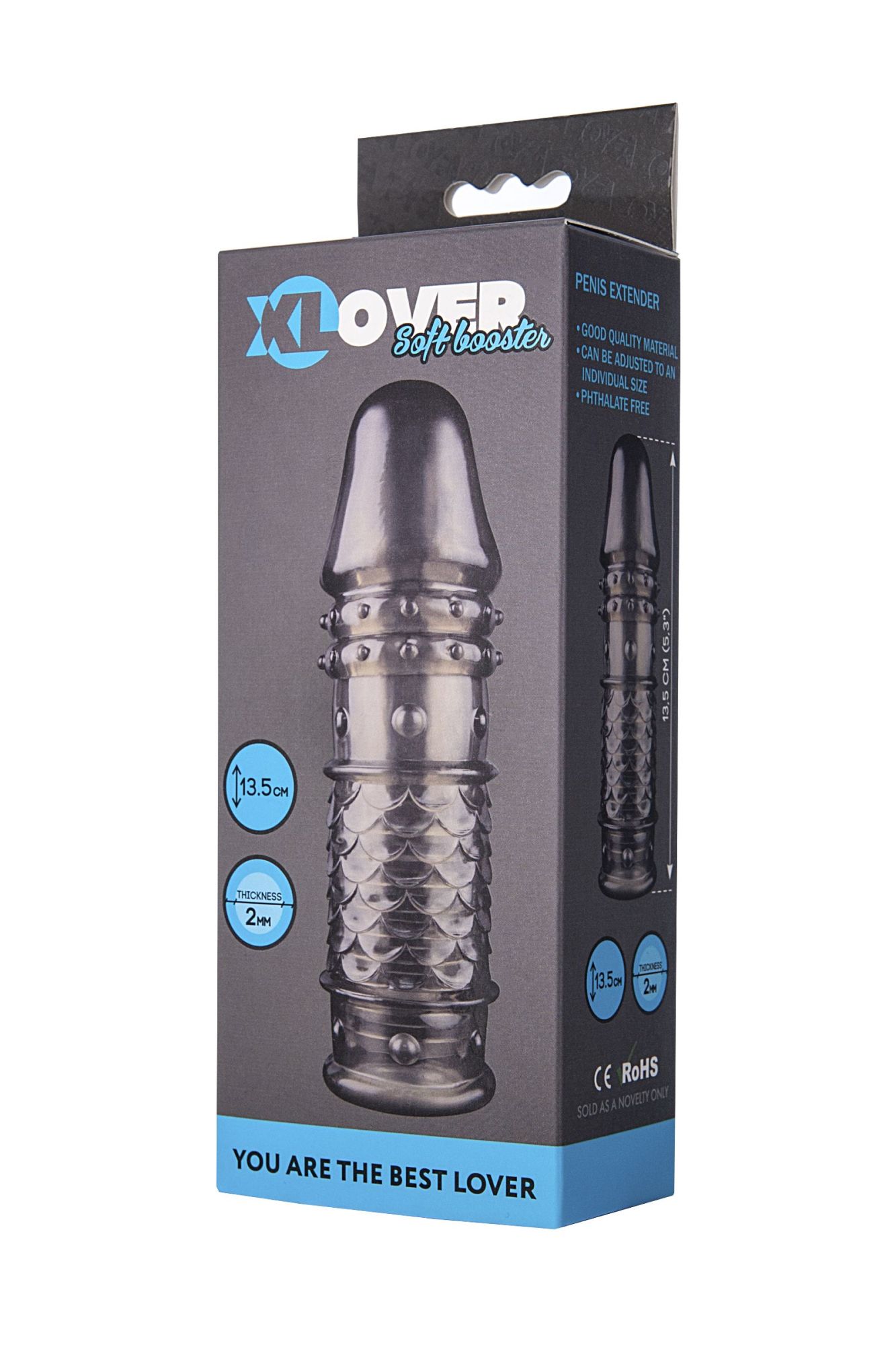 насадка toyfa xlover, для увеличения размера, tpe, черная прозрачная, 13,5 см в Москве