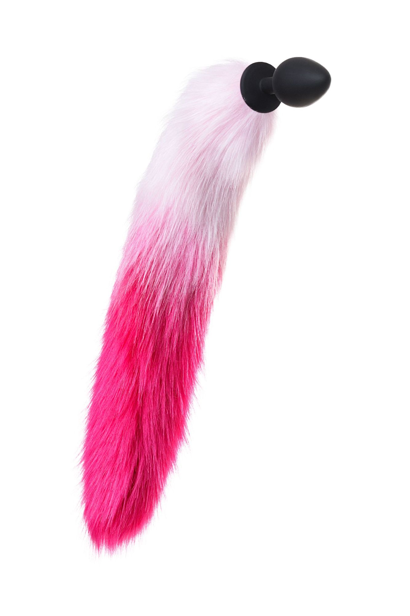 анальная втулка с бело-розовым хвостом popo pleasure by toyfa, m, силикон, черная, 45 см, ø 2,5 см в Москве