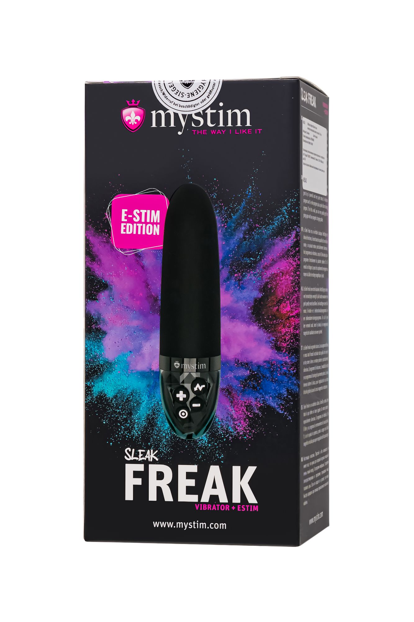 вибратор mystim sleak freak с электростимуляцией,силикон, черный, 14,5 см в Москве