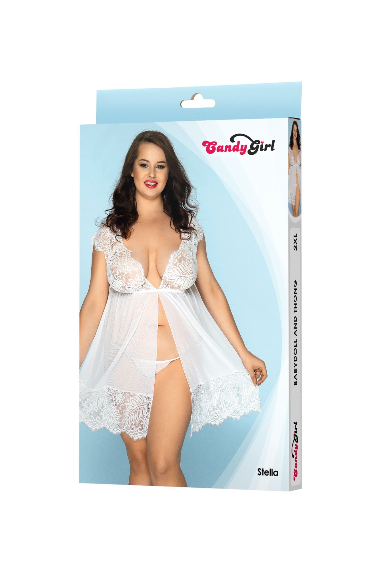 Эротическое комбинация и стринги candy girl stella белые, 2xl в Москве
