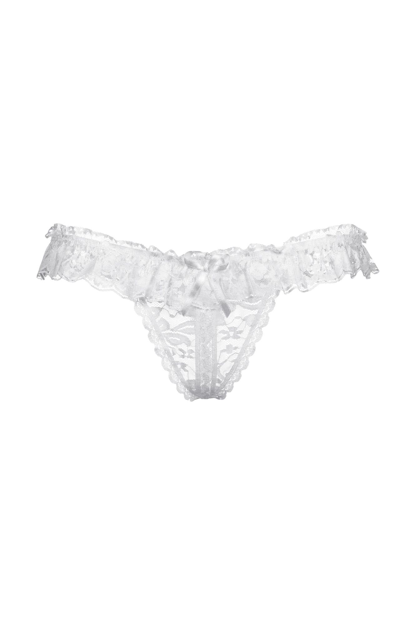 Эротическое стринги с кружевной рюшей открытые softline collection, белый, s/l в Москве