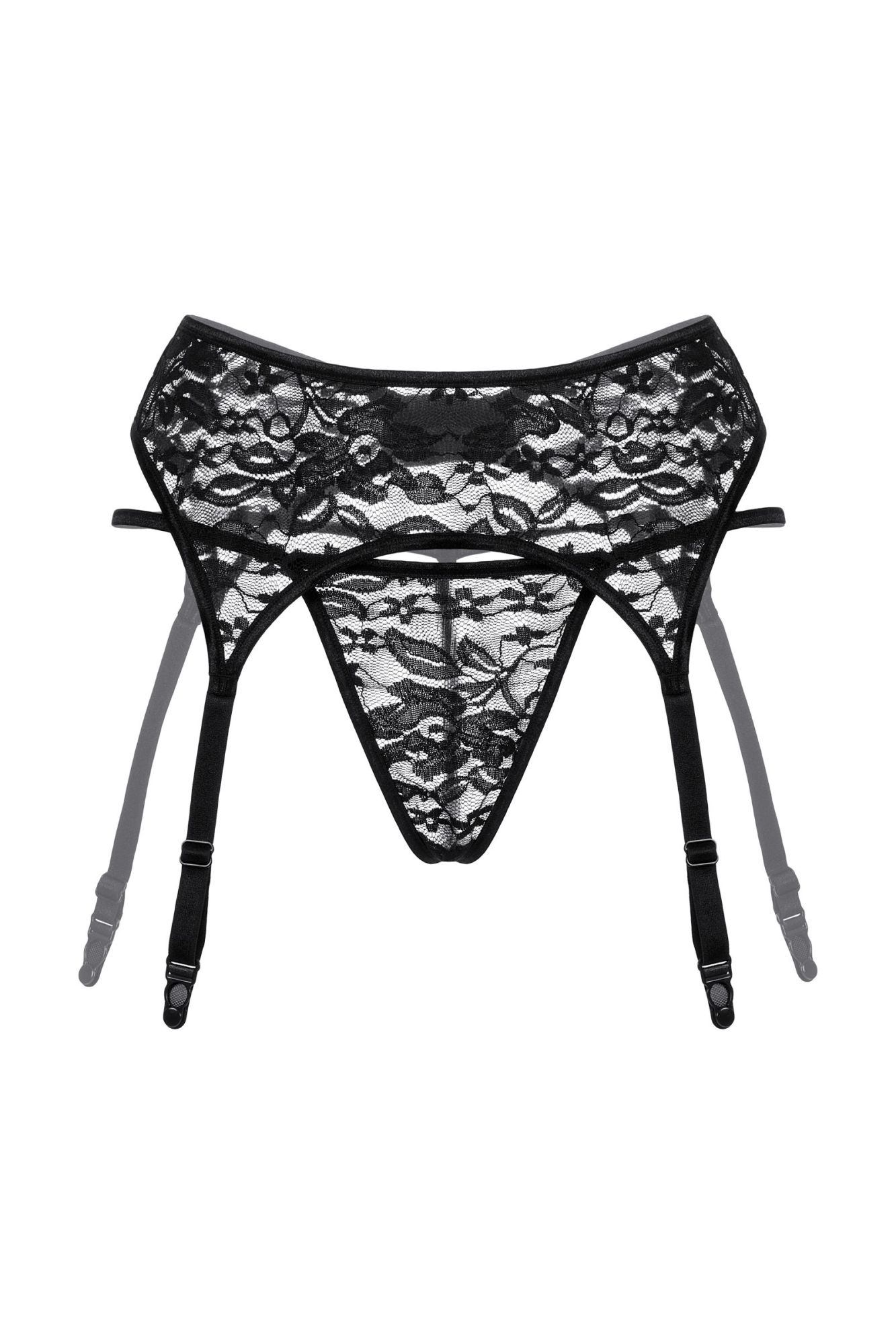 Эротическое пояс для чулок и стринги softline collection из кружева, черный, s/m в Москве