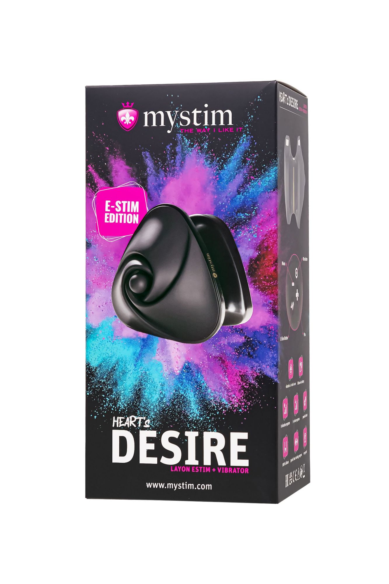 вибратор mystim heart ́s desire с электростимуляцией, силикон, черный, 6,7 см в Москве