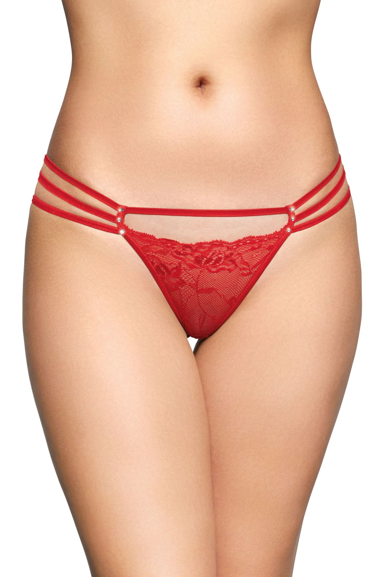 Эротическое стринги со стразами softline collection, красный, s/m в Москве
