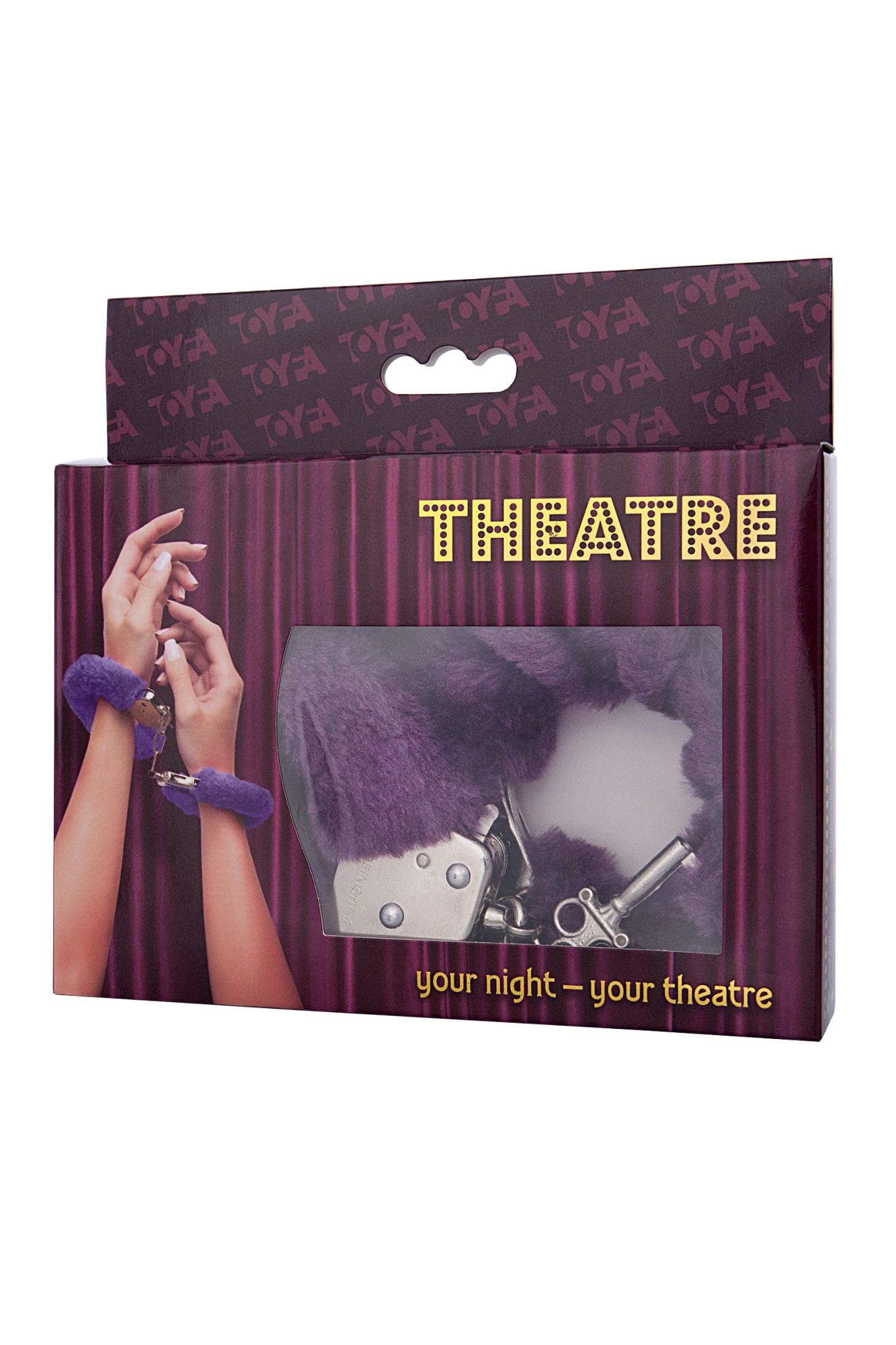 наручники toyfa theatre, меховые, фиолетовые, 28 см в Москве