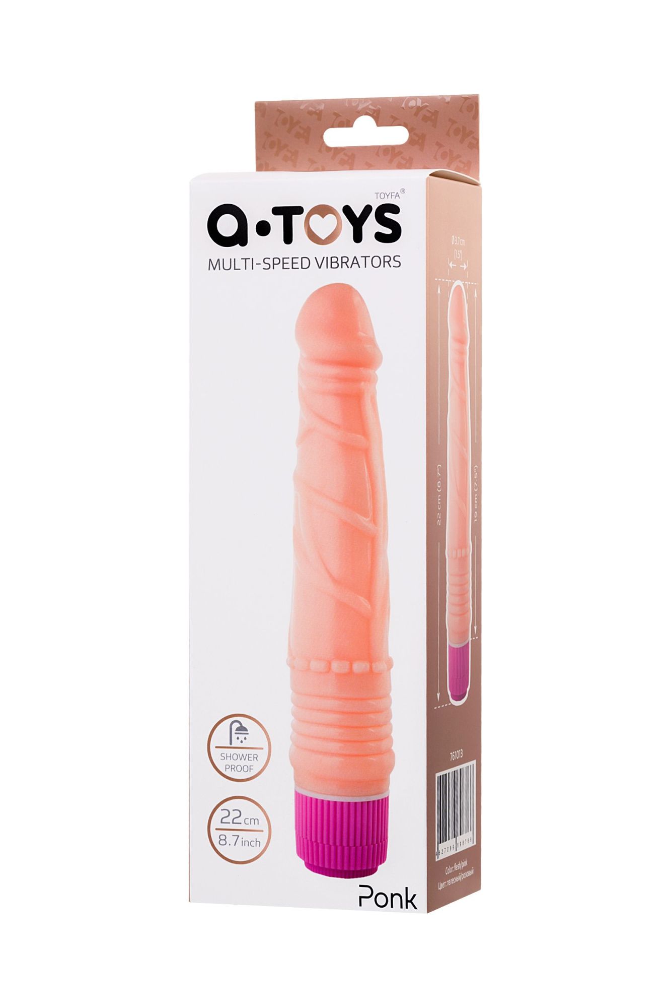реалистичный вибратор toyfa a-toys ponk, pvc, телесный, 22 см в Москве